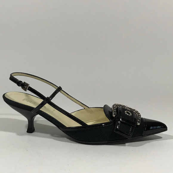 Prada LIKE NEW Fabric & Patent Leather Slingback - Picture 3 of 7